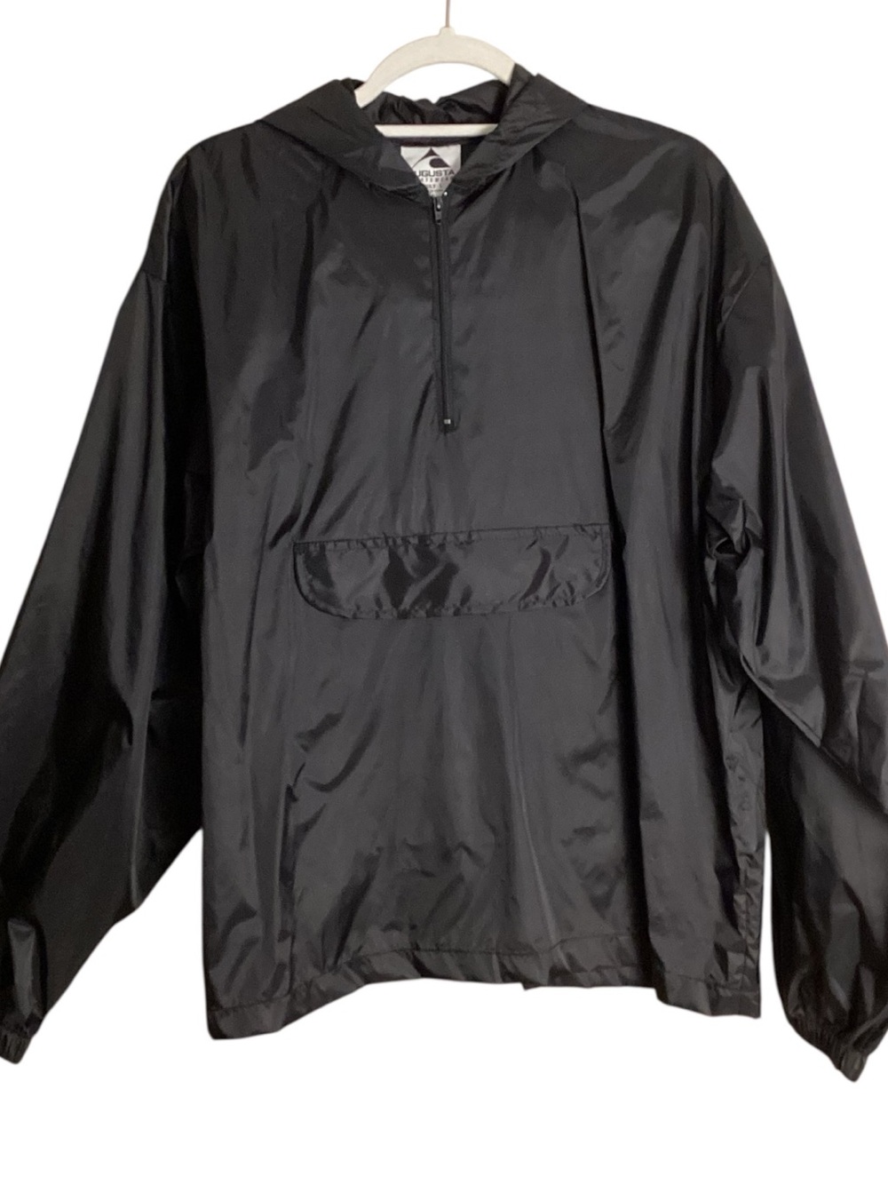 Augusta Sportswear Black Hooded Half Zip Windbreaker Pullover Jacket Large